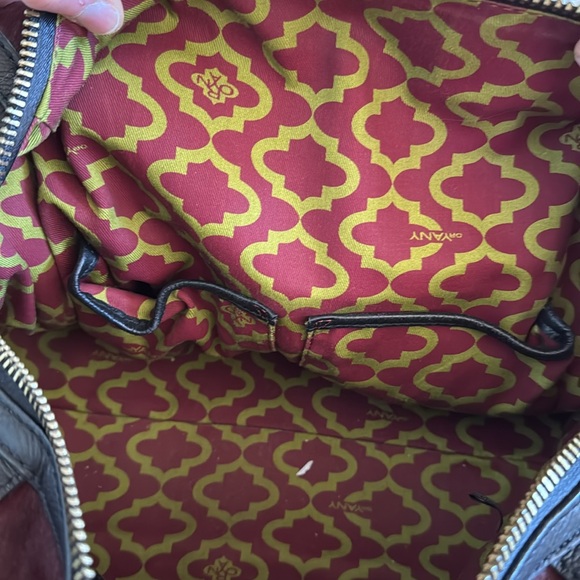 NWT orYANY Brenda Burgundy CalfHair Leather Studded Speedy Satchel Shoulder Bag - Picture 12 of 13